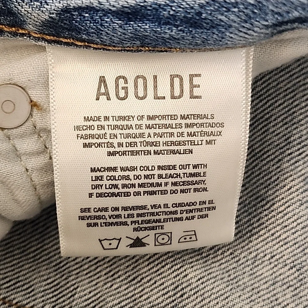AGOLDE 100% Organic Cotton Jamie High Rise Jeans Distressed Button Fly Sz 29 - Picture 15 of 16